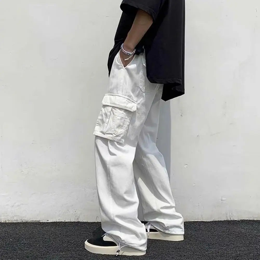SHOABIFY MEN OVERALLS SOLIDCOLOR CASUAL MULTI-POCKET PANTS