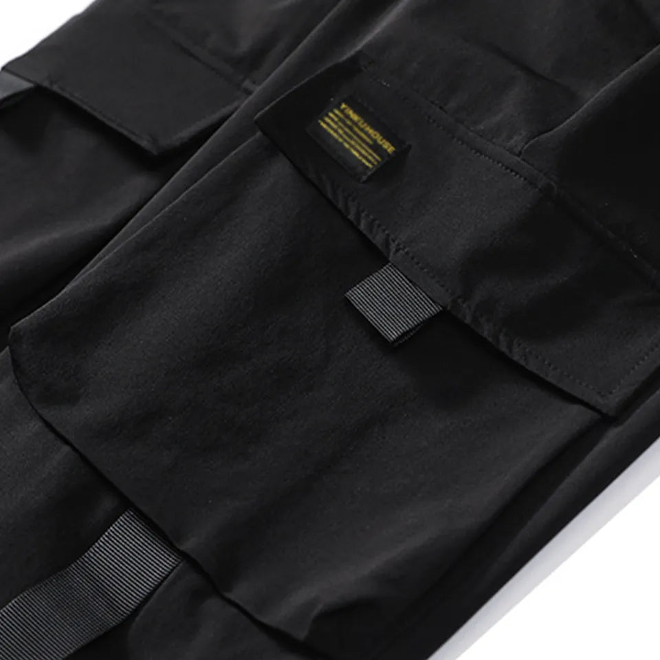 OIMG Skymountain Men Casual Elastic Waistband Ankle Tied Pockets Cargo Pants Drawstring Trousers