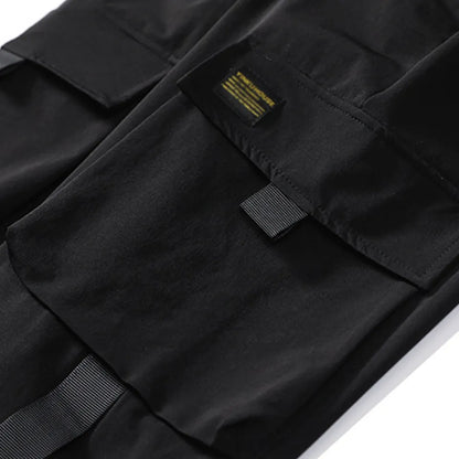 OIMG Skymountain Men Casual Elastic Waistband Ankle Tied Pockets Cargo Pants Drawstring Trousers