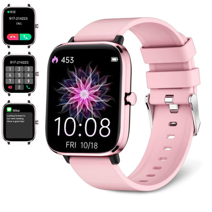 Smart Watch for Android/Samsung/iPhone, Activity Fitness Tracker with IP68 Waterproof for Men Women & Kids, Smartwatch with 1.3" Full-Touch Color Screen, Heart Rate & Sleep Monitor (Pink)