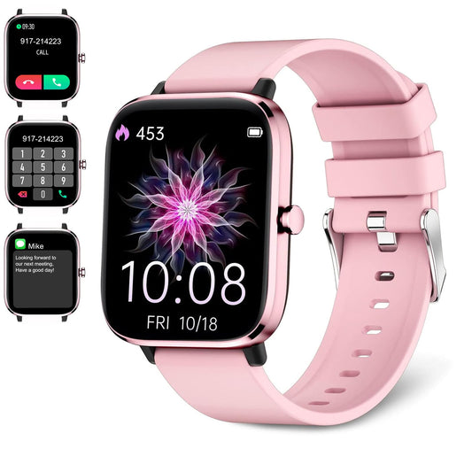 Smart Watch for Android/Samsung/iPhone, Activity Fitness Tracker with IP68 Waterproof for Men Women & Kids, Smartwatch with 1.3" Full-Touch Color Screen, Heart Rate & Sleep Monitor (Pink)