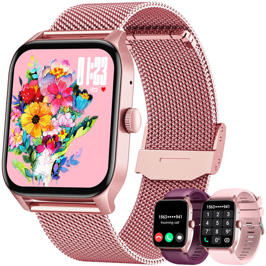 Smart Watch for Android/Samsung/iPhone, Activity Fitness Tracker with IP68 Waterproof for Men Women & Kids, Smartwatch with 1.3" Full-Touch Color Screen, Heart Rate & Sleep Monitor (Pink)