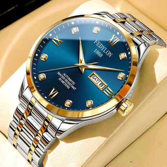 FEDYLON WATCH 1868 “Luxury Watch,” “Men’s silver Blue Luxury Quartz Watch.”