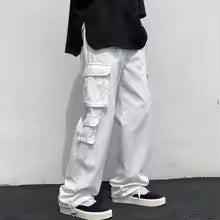 SHOABIFY MEN OVERALLS SOLIDCOLOR CASUAL MULTI-POCKET PANTS
