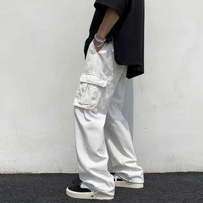 SHOABIFY MEN OVERALLS SOLIDCOLOR CASUAL MULTI-POCKET PANTS