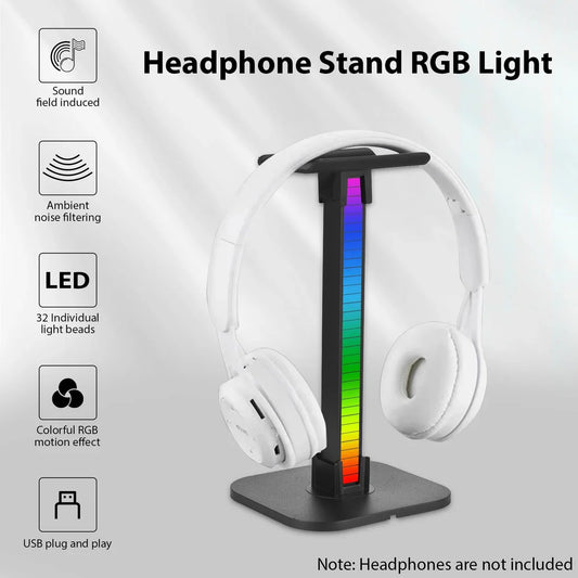 RGB Headphone Stand with Mobile Holder – Gaming & Desk Accessory