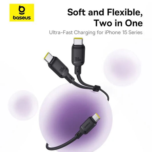 Shoabify Baseus Pudding Series 100W Fast Charging Cable C to C+C 1.5m