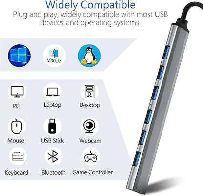 Shoabify USB HUB 3.0 Aluminum Alloy 7-Port Expander