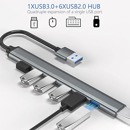 Shoabify USB HUB 3.0 Aluminum Alloy 7-Port Expander