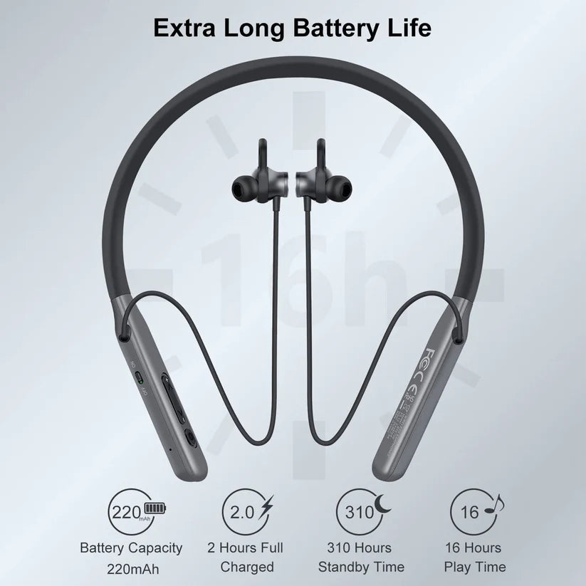Shoabify Wireless Neckband Earphones 20H Playback Quick Charge IPX4