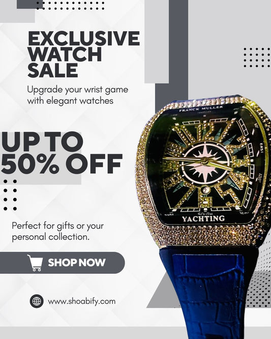MEN'S SKULL BIG FACE WATCH RECTANGLE WHITE BLUE DIAL